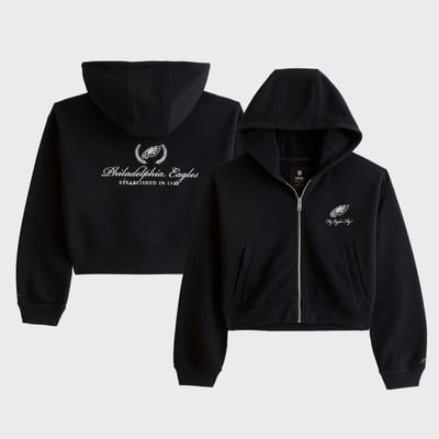 Philadelphia Eagles Abercrombie & Fitch Women's YPB On The Go 6AM Full-Zip Hoodie - Black