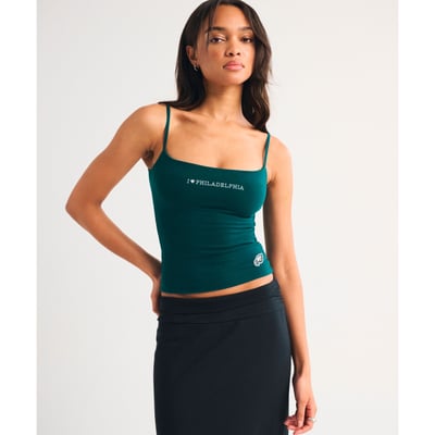 Philadelphia Eagles Abercrombie & Fitch Women's Bra-Free Seamless Fabric 90s Cami Top - Midnight Green