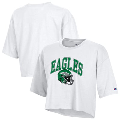  Philadelphia Eagles Champion Women's Boyfriend Cropped T-Shirt - White