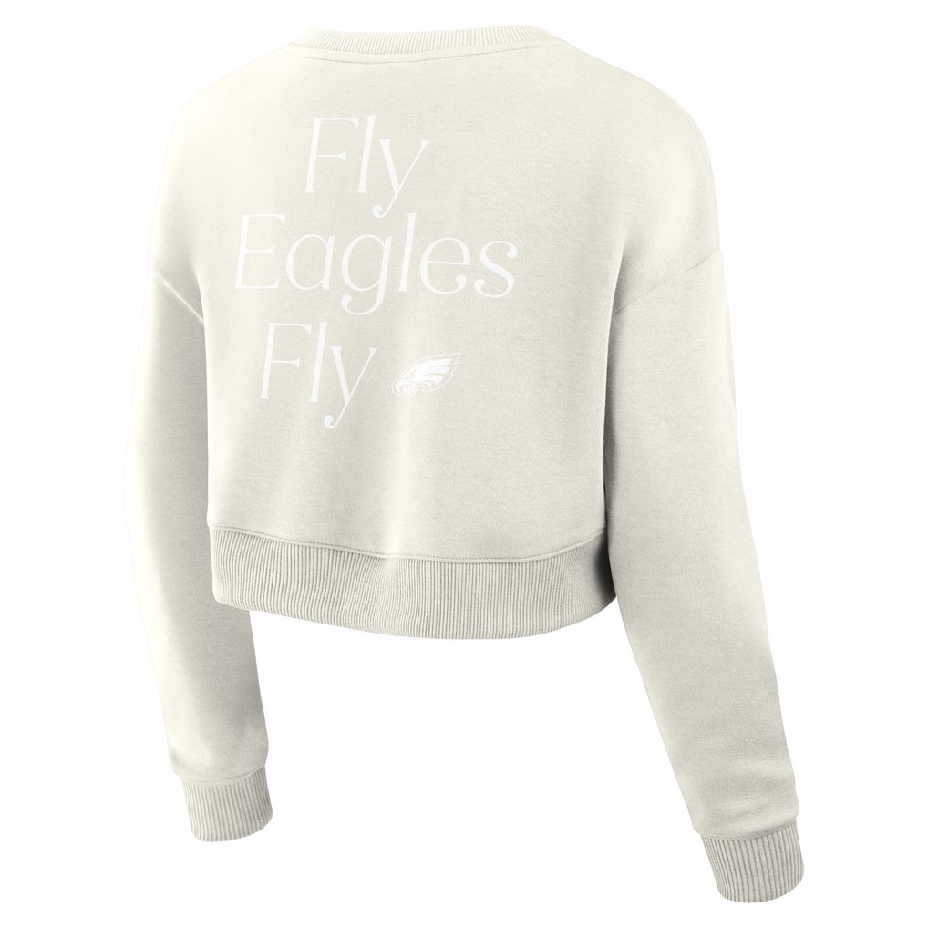 Philadelphia Eagles Fanatics Women's Studio Tri-Blend Cropped Pullover Sweatshirt - Cream