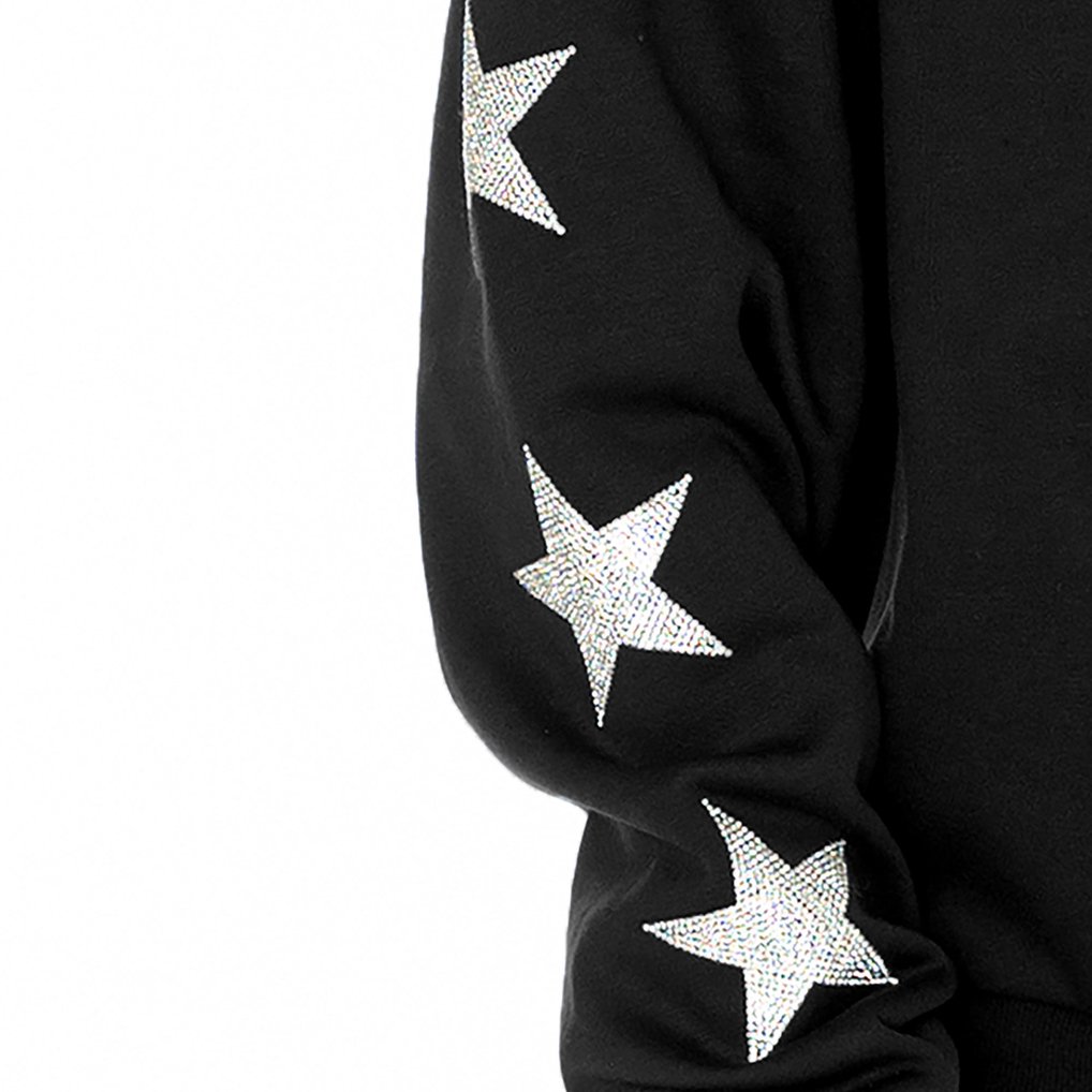 Philadelphia Eagles Gameday Couture Women's Rhinestone Star Sleeve Settle the Score Oversized Tri-Blend Pullover  - Black