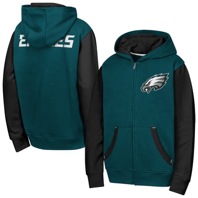 Philadelphia Eagles Outerstuff Youth Stadium Colorblock Full-Zip Hoodie - Midnight Green
