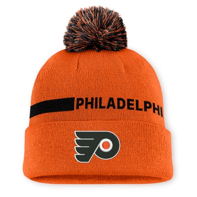 Philadelphia Flyers Fanatics Authentic Pro Rink Cuffed Knit Hat with Pom - Orange