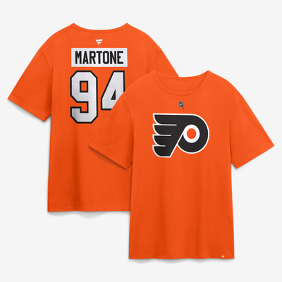 Porter Martone Philadelphia Flyers Fanatics Authentic Stack Name & Number T-Shirt - Orange