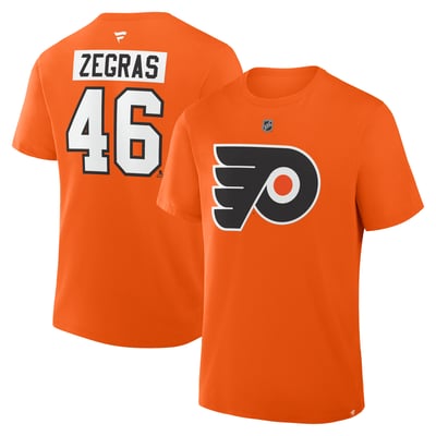 Trevor Zegras Philadelphia Flyers Fanatics Authentic Stack Name & Number T-Shirt - Orange