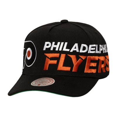  Philadelphia Flyers Mitchell & Ness Busted Logo Wordmark Wrap-Around Pro Pinch Adjustable Hat - Black