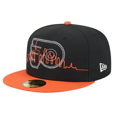 Philadelphia Flyers New Era City Icon Stitched Overlay 59FIFTY Fitted Hat - Black/Orange