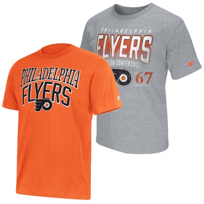  Philadelphia Flyers Starter Two-Pack T-Shirt Set - Orange/Heather Gray