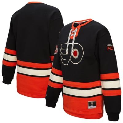 Philadelphia Flyers Mitchell & Ness Women's Heritage Lace-Up Pullover Sweatshirt - Black