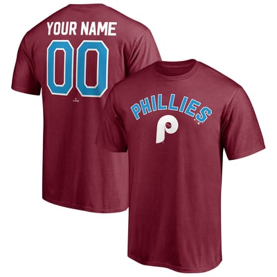 Philadelphia Phillies Cooperstown Winning Streak Alternate Personalized Name & Number T-Shirt - Burgundy