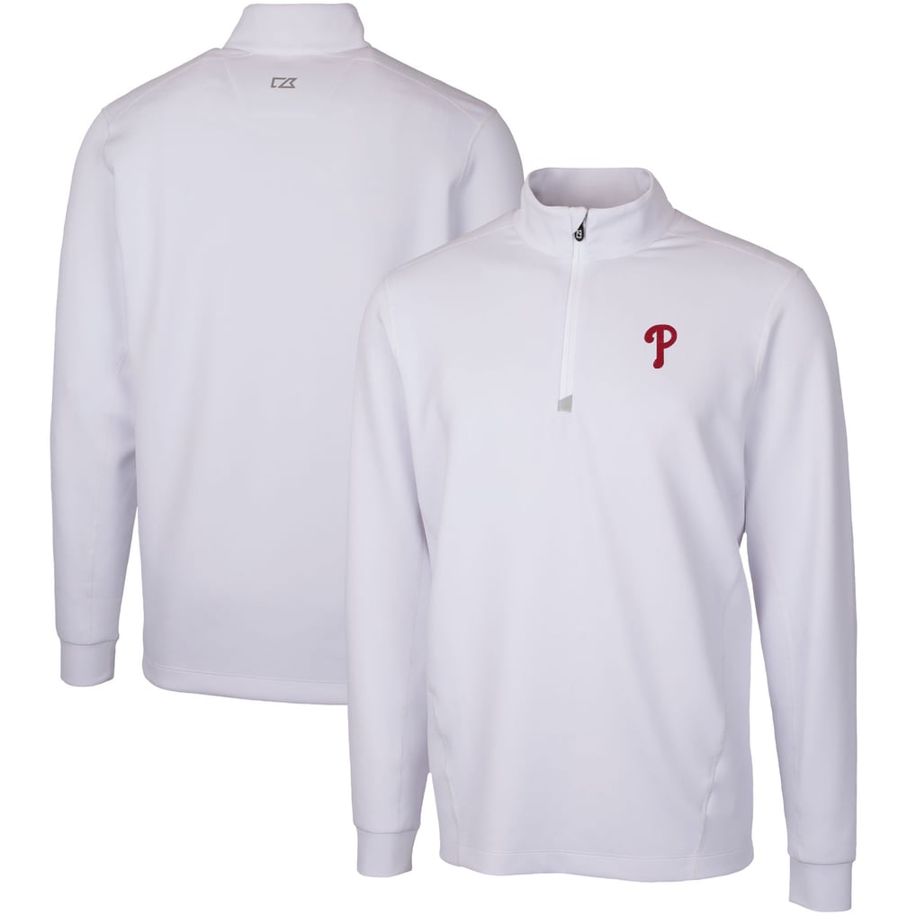  Philadelphia Phillies Cutter & Buck Traverse Stretch Quarter-Zip Pullover Top - White
