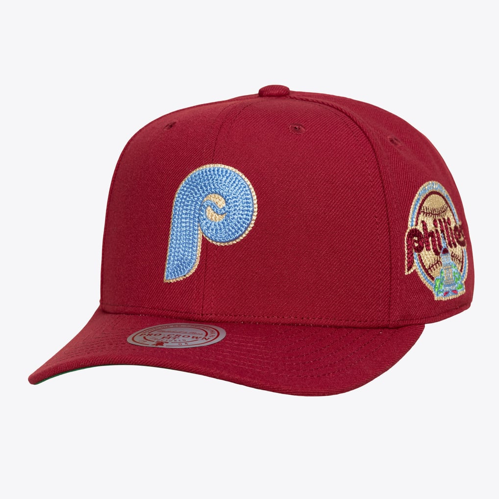  Philadelphia Phillies Mitchell & Ness Secondary Patch Pro Snapback Hat - Maroon