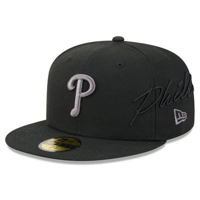 Philadelphia Phillies New Era Side Script 59FIFTY Fitted Hat - Black
