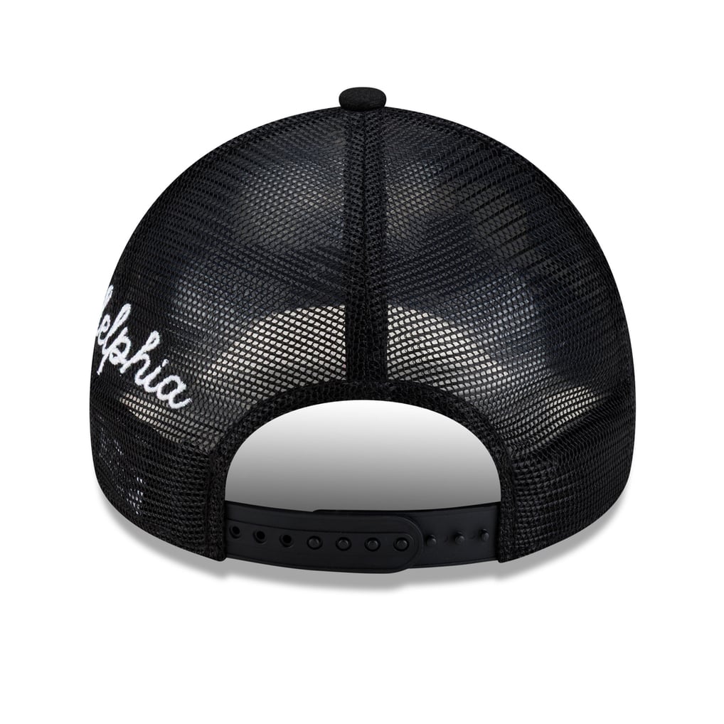Philadelphia Phillies New Era Side Script 9FORTY A-Frame Trucker Adjustable Hat - Black