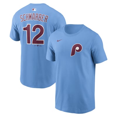 Kyle Schwarber Philadelphia Phillies Nike Name & Number T-Shirt - Light Blue