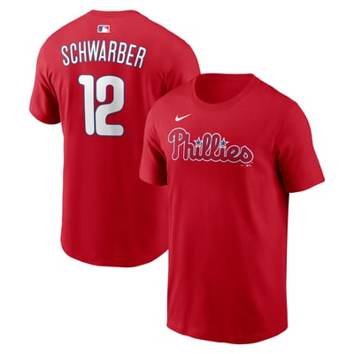 Kyle Schwarber Philadelphia Phillies Nike Name & Number T-Shirt - Red