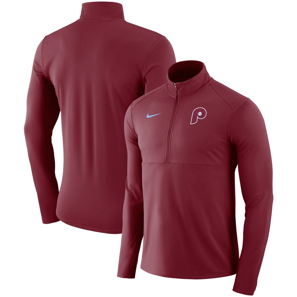 Philadelphia Phillies Nike Dry Element Half-Zip Performance Pullover - Maroon