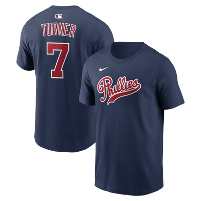 Trea Turner Philadelphia Phillies Nike 2026 Field of Dreams Name & Number T-Shirt - Navy