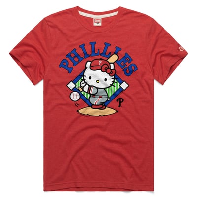  Philadelphia Phillies Homage Unisex Hello Kitty Tri-Blend T-Shirt - Red