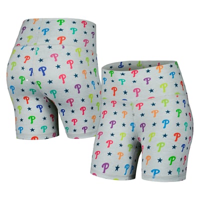 Philadelphia Phillies Terez Women's TLC Rainbow Shorts - Gray