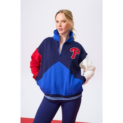 Philadelphia Phillies Terez Women's Classic Colorblock Quarter-Zip Sweatshirt - Red