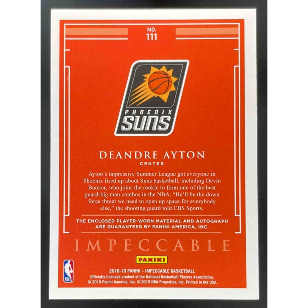 2018-19 Panini Impeccable #111 Deandre Ayton RC Auto /99 jsy
