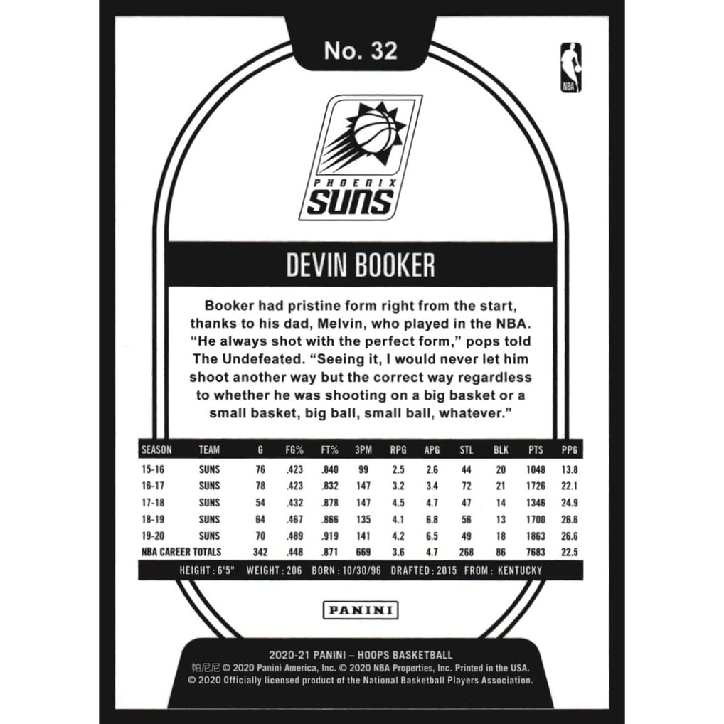 2020-21 Hoops Silver #32 Devin Booker