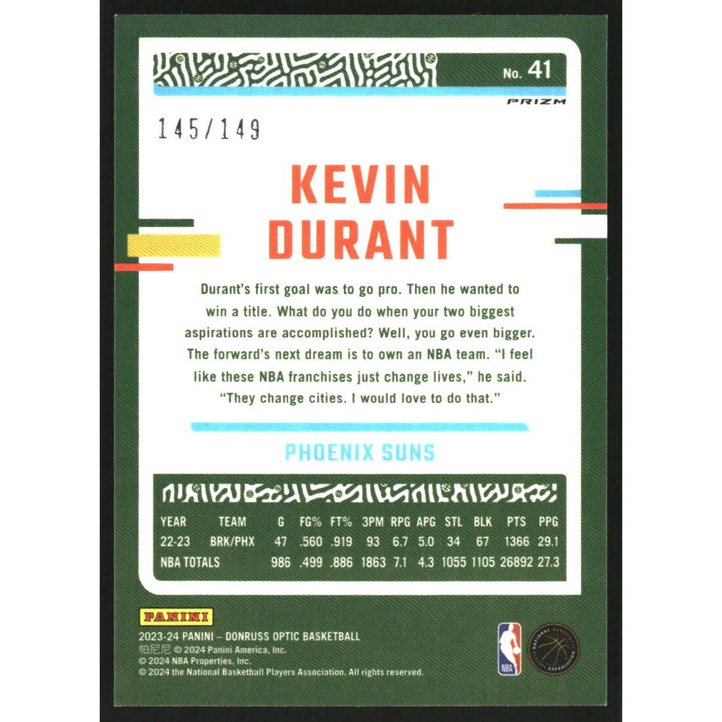 2023-24 Donruss Optic Lime Green #41 Kevin Durant