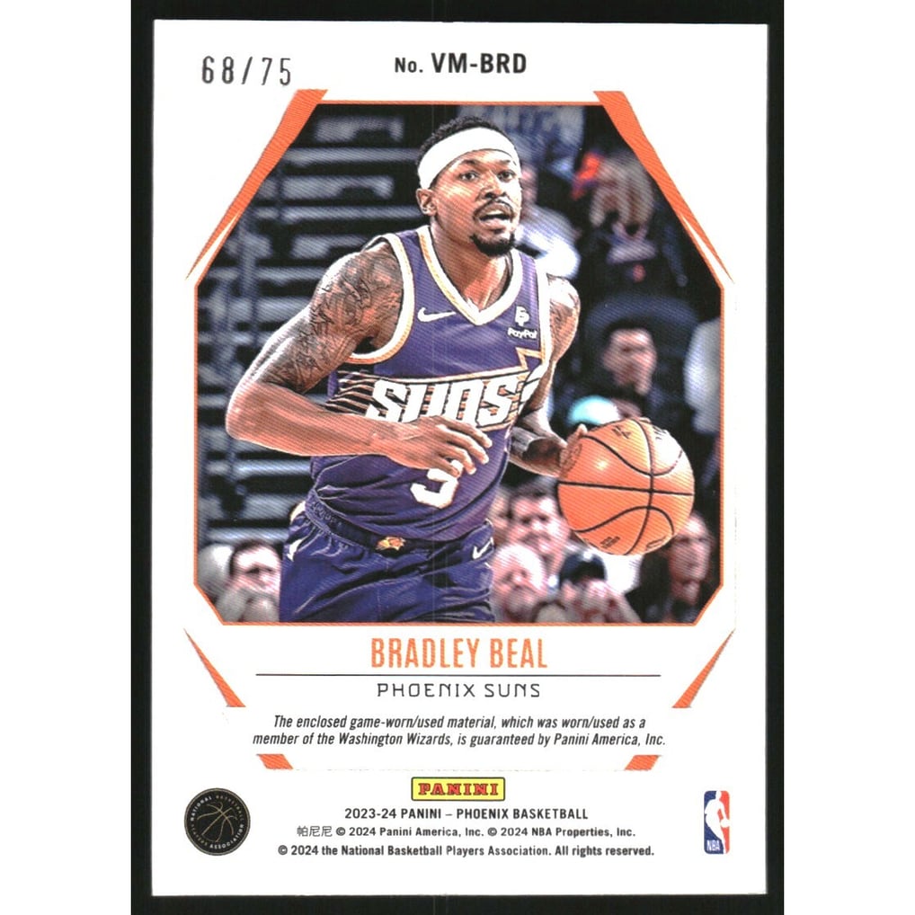 2023-24 Panini Phoenix Veteran Materials Orange #23 Bradley Beal