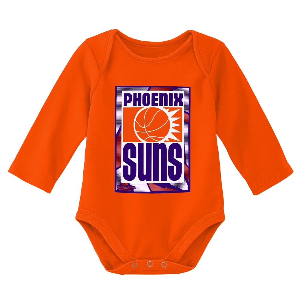 Phoenix Suns Mitchell & Ness Infant Hardwood Classics Bodysuits & Cuffed Knit Hat Set - Blue/Orange