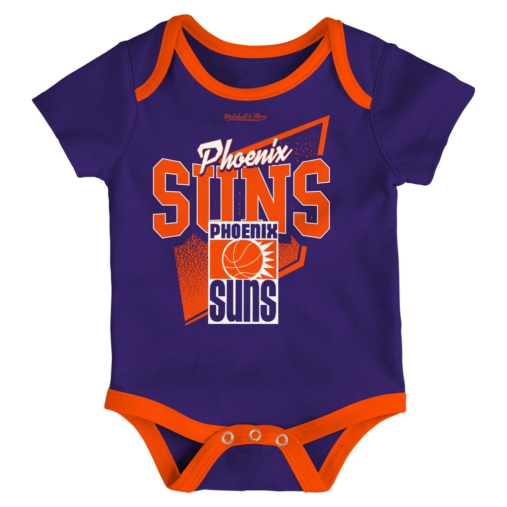 Phoenix Suns Mitchell & Ness Infant Hardwood Classics Bodysuits & Cuffed Knit Hat Set - Blue/Orange