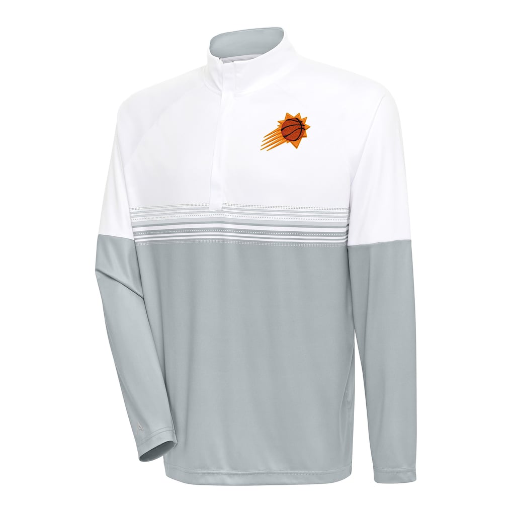 Phoenix Suns Antigua Bender Quarter-Zip Pullover Top - White/Gray
