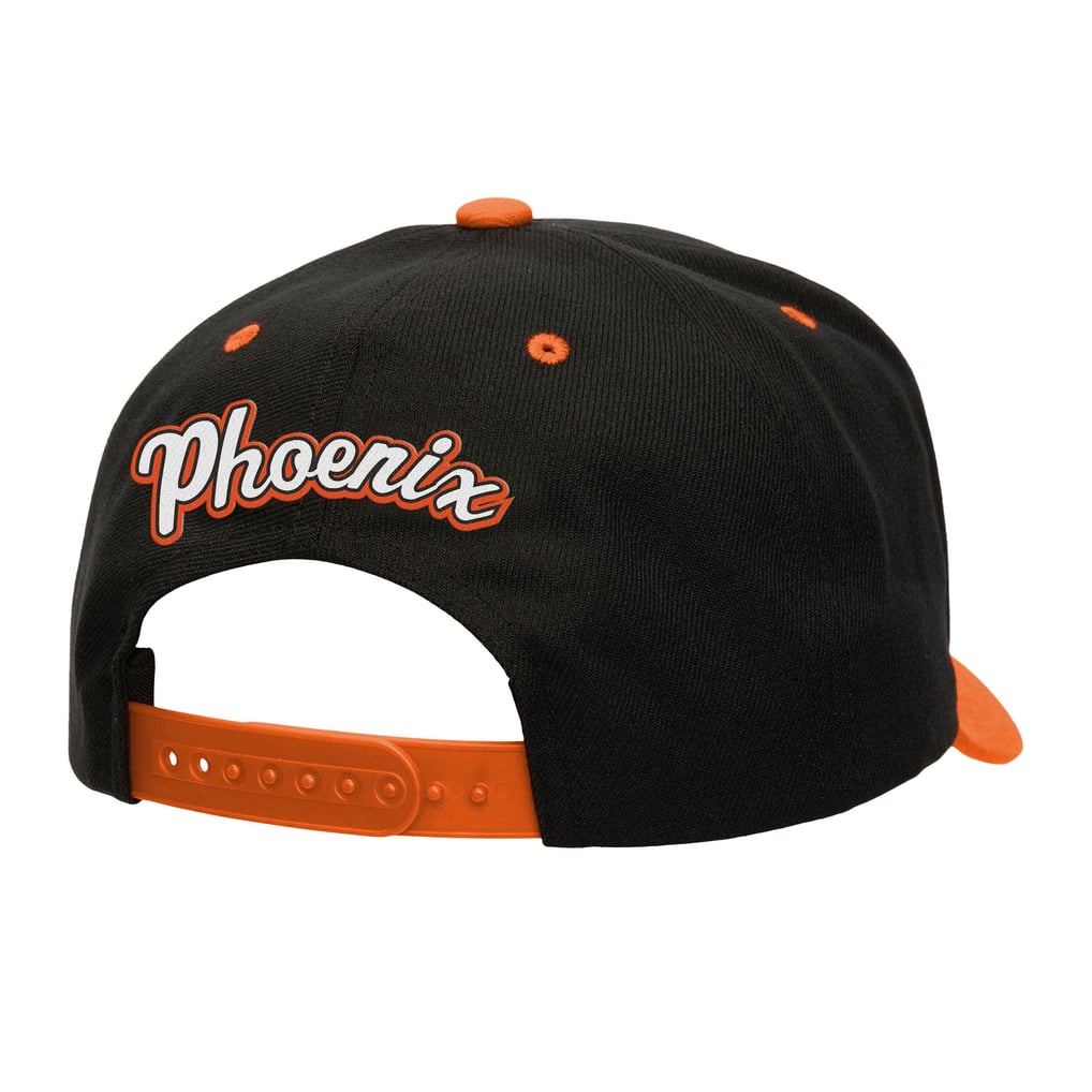 Phoenix Suns Mitchell & Ness Backside Script Two-Tone Pro Crown Adjustable Hat - Black/Orange