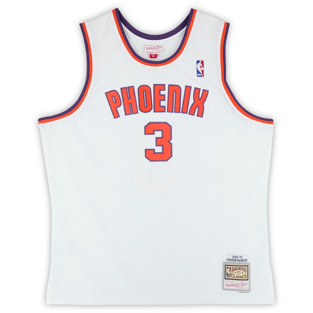 Stephon Marbury Phoenix Suns Autographed Fanatics Authentic Mitchell & Ness 2002-03 White Alternative Swingman Jersey 