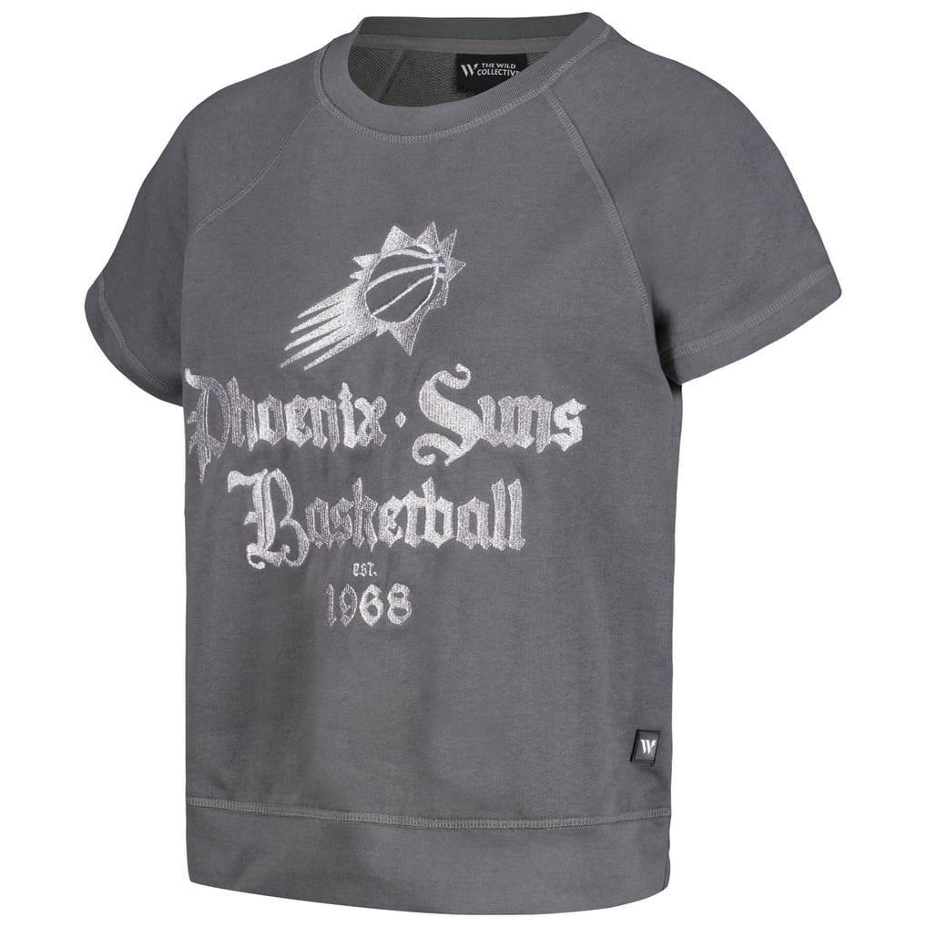 Phoenix Suns The Wild Collective Women's Embroidered Fleece Raglan Short Sleeve Pullover Sweatshirt - Gray