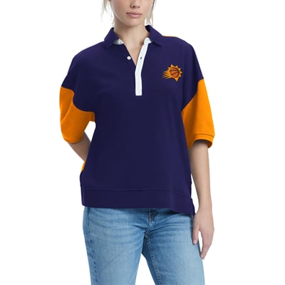 Phoenix Suns Tommy Jeans Women's Taya Puff Sleeve Pique Polo Shirt - Purple