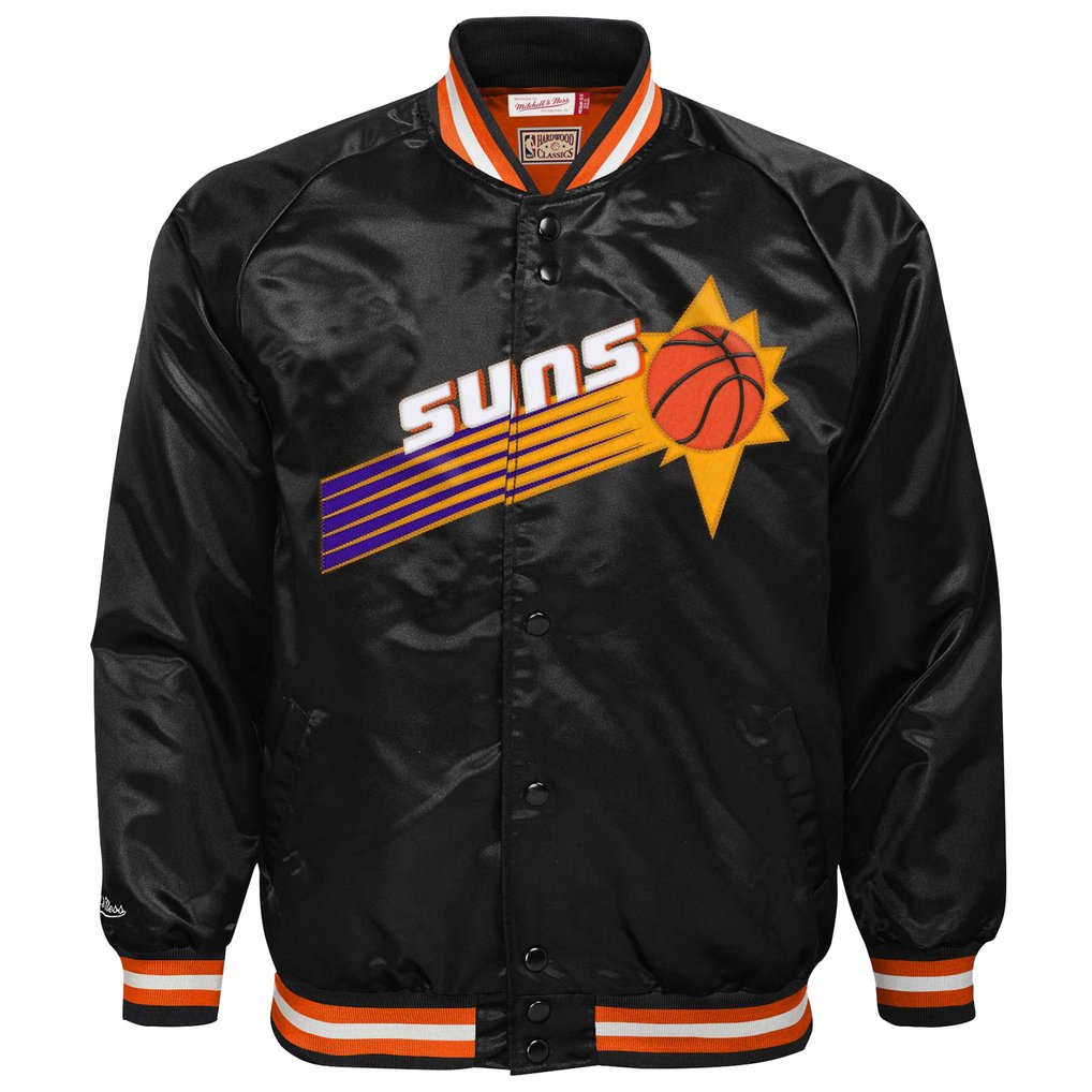 Phoenix Suns Mitchell & Ness Youth Hardwood Classics Satin Raglan Full-Snap Jacket - Black