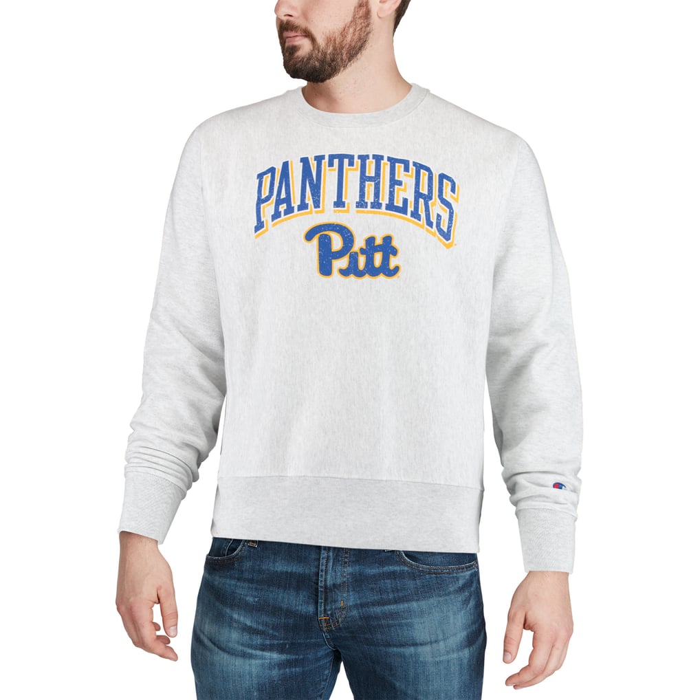 Pitt Panthers Champion Arch Over Logo Reverse Weave Pullover Sweatshirt - Gray
