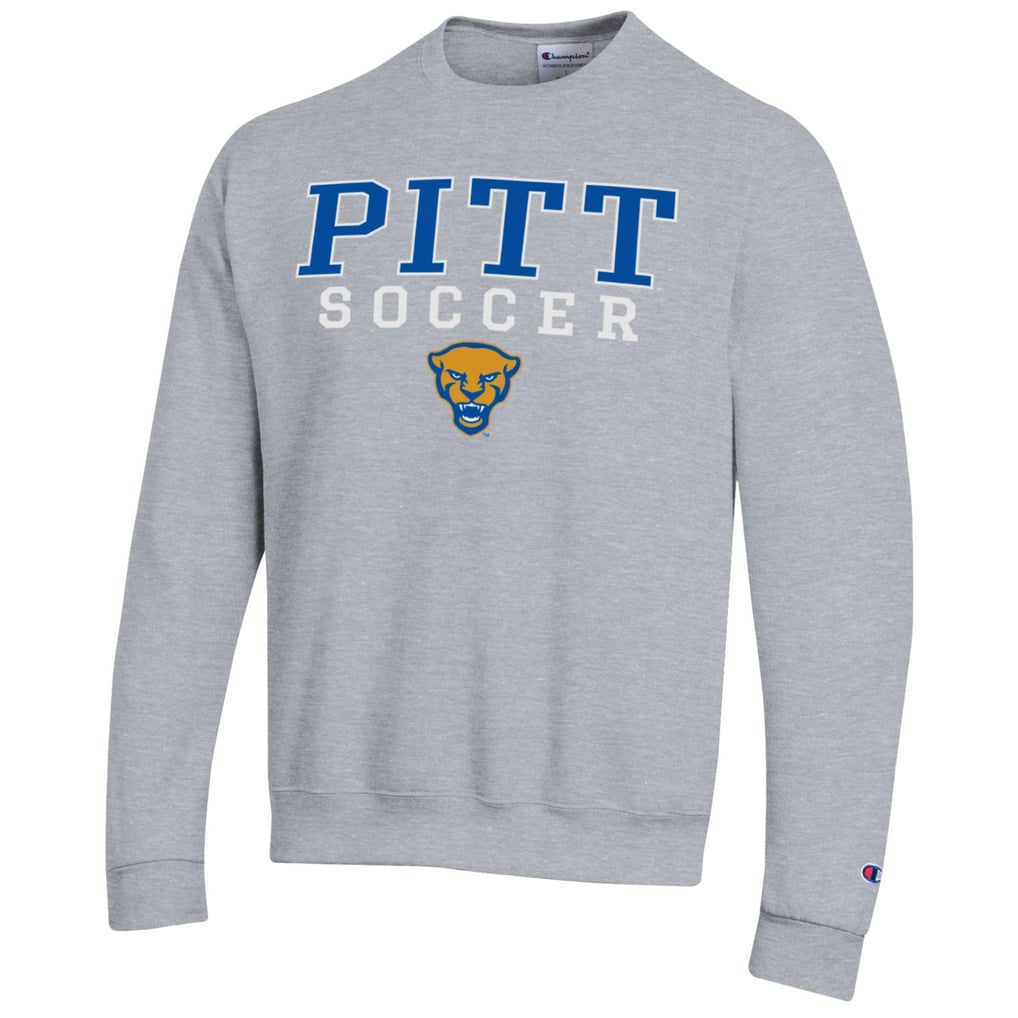 Pitt Panthers Champion Soccer Stack Logo Powerblend Pullover Sweatshirt - Gray