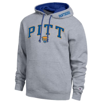  Pitt Panthers Champion Arch Tackle Twill Hoodie - Heather Gray