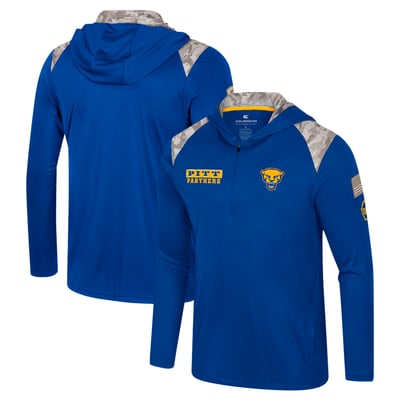 Pitt Panthers Colosseum OHT Military Appreciation Quarter-Zip Hoodie Jacket - Royal