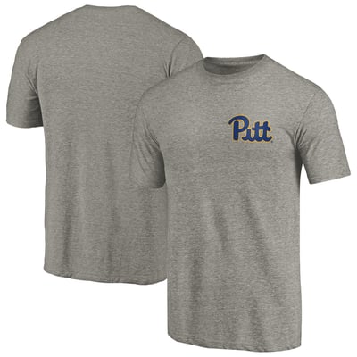 Pitt Panthers Left Chest Distressed Logo Tri-Blend T-Shirt - Gray Heathered