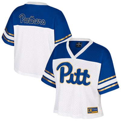  Pitt Panthers Colosseum Women's Treasure Cropped Football Jersey - White