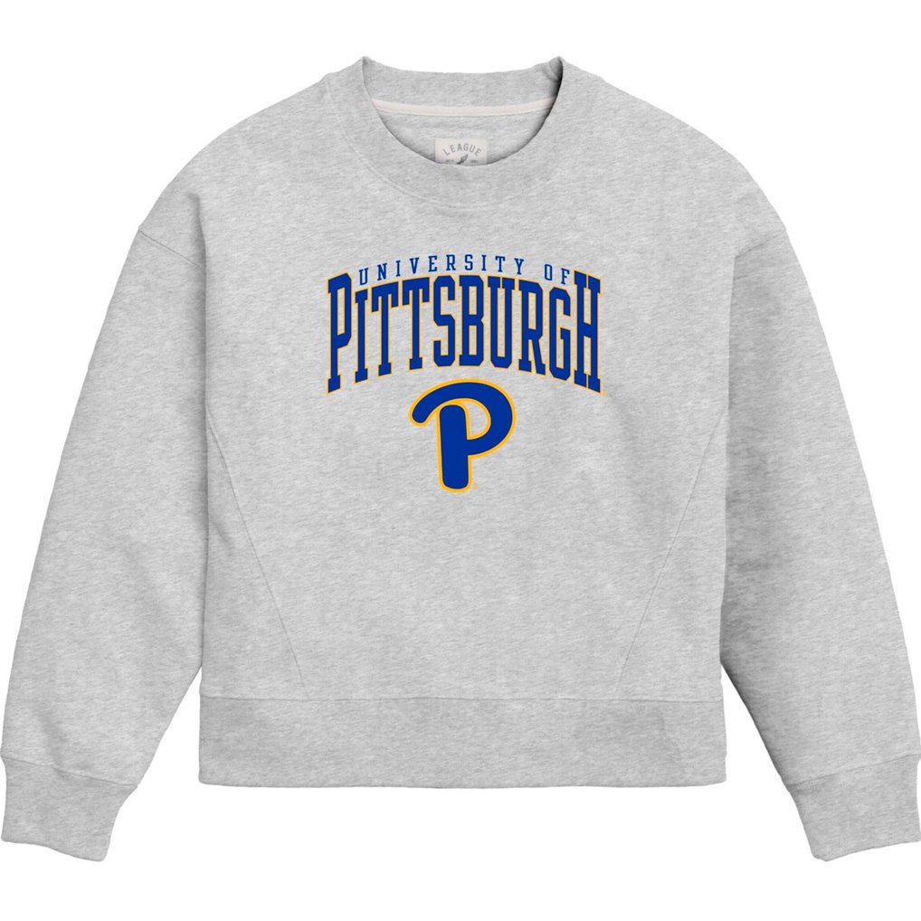  Pitt Panthers League Collegiate Wear Women's 1636 Boxy Pullover Sweatshirt - Ash