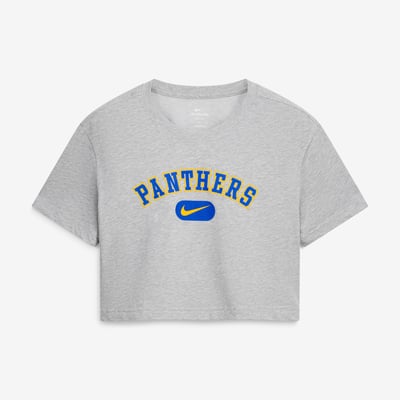 Pitt Panthers Nike Women's Dri-FIT Cropped T-Shirt - Heather Gray
