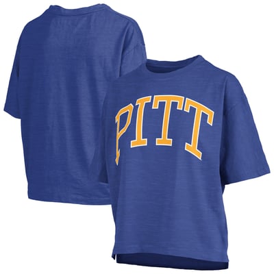 Pitt Panthers Pressbox Women's Oversized Nelson Arch Over Logo Slub T-Shirt - Royal