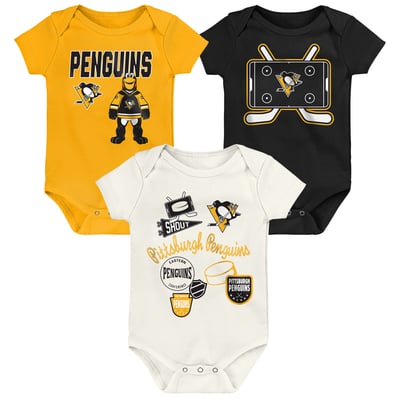 Pittsburgh Penguins Outerstuff Infant & Newborn Littlest Player Three-Pack Bodysuit Set