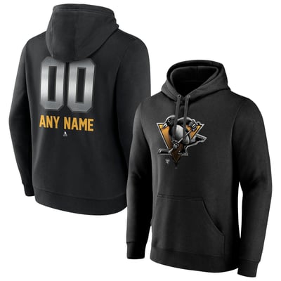 Pittsburgh Penguins Personalized Midnight Mascot Logo Pullover Hoodie - Black