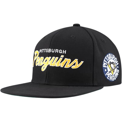 Pittsburgh Penguins Mitchell & Ness Core Team Script 2.0 Snapback Hat - Black
