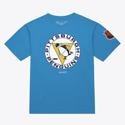 Pittsburgh Penguins Mitchell & Ness Core Vintage Logo T-Shirt - Light Blue